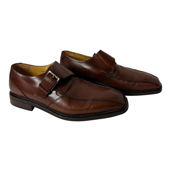 Mezlan Brown Leather Monk Strap Loafers Shoes Mens Size 8.5 M - Picture 1 of 6